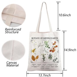 TGBJE Middle Earth Herbology Tote Bag Lotr Rings Movies Inspired Gift Medicinal Herb Theme Shoulder Bag (Herb)