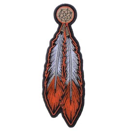 Ivamis Brown White Feathers Patch- 2.25x6.5 inch - P4317