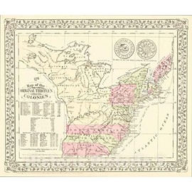 Historic Map : 1776 - Map of The Original Thirteen Colonies, 1878, Samuel Augustus Mitchell Jr., Vintage Wall Art : 24in x 20in
