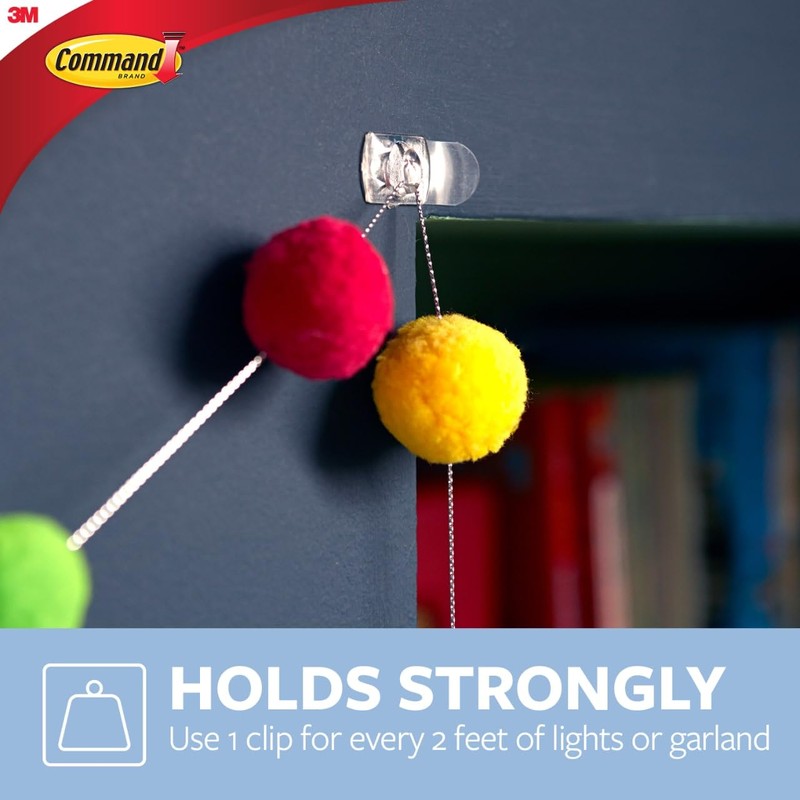 Command Decorating Clips, 40 Clips and 48 Strips, Damage-Free Hanging