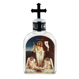 Needzo Resurrection of Christ Icon Holy Water Bottle, Medium Size Glass Container, 5 Inches