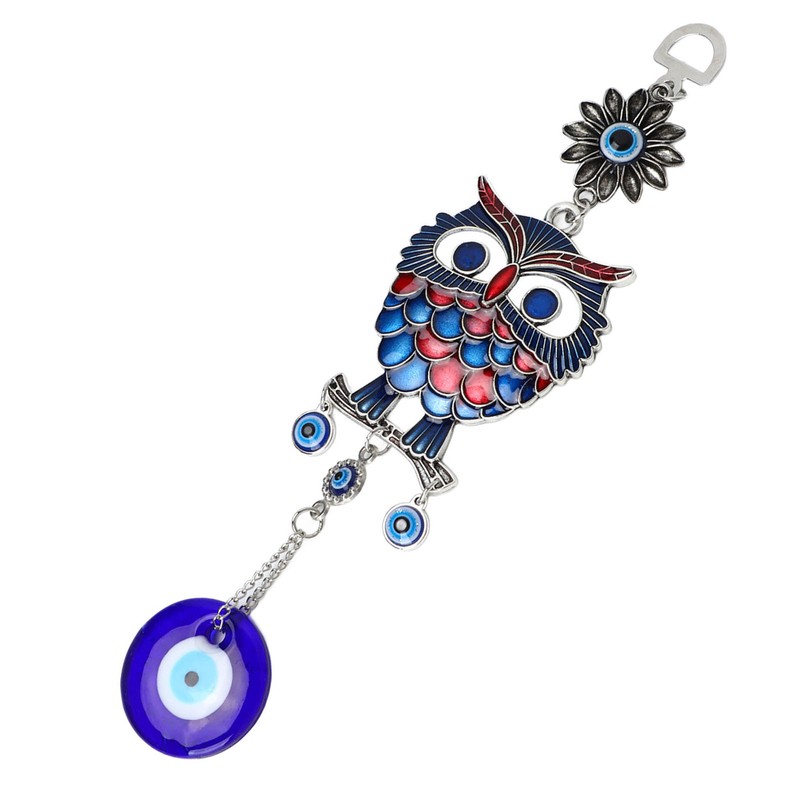 9.3in Blue Evil Eye Owl Pendant Decoration Protection Blessing Lightweight
