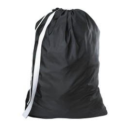 Handy Laundry Nylon Bag with Shoulder Strap, Black - 30" X 40" - Commercial Grade 100% Nylon, Designed for Heavy Duty Use, College Laundry Bags, Laundromat and Household Storage - Made in the USA
