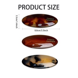 3 PCS Hair Slides Barrette, Large Acetate Oval Hair Clips for Women with Thick Hair, Hair Barrettes & Clasps for Everyday Styling Snap Hair Clips Accessories Gifts for Women Girls