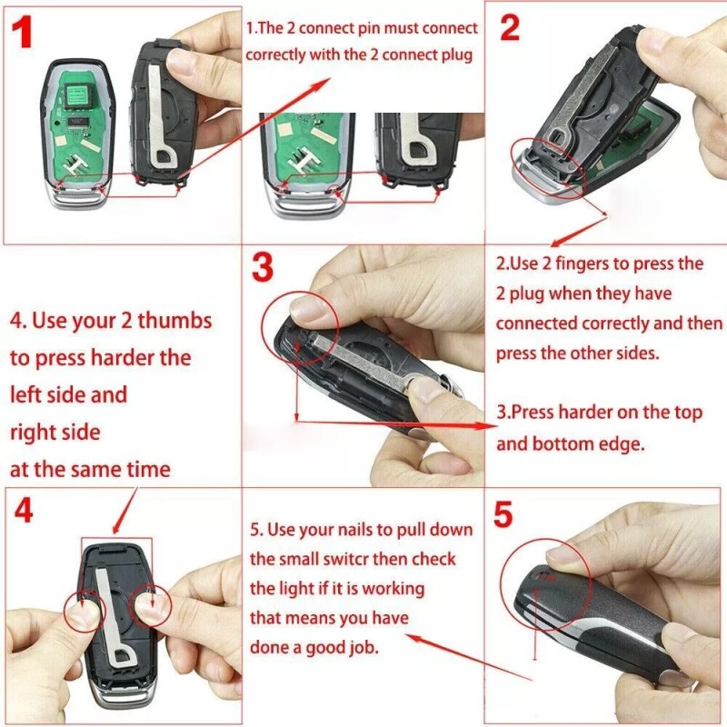 mecautocarkeys Remote Key Fob Shell Case Cover For 2015-2017 Ford