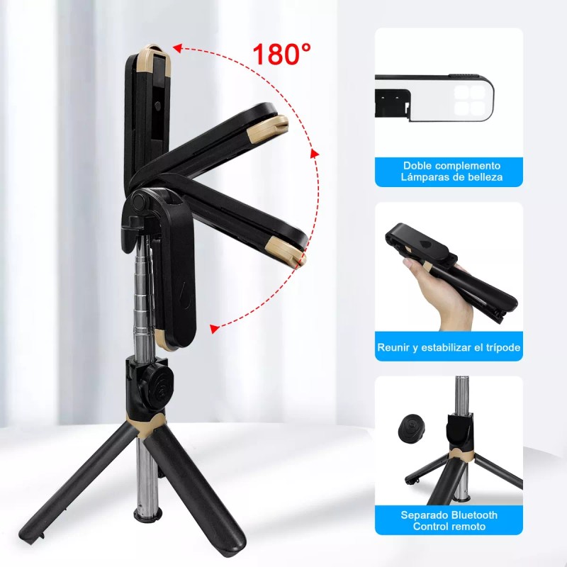 Holaya Palo Selfie Trípode Bluetooth Stick Control Remoto Negro