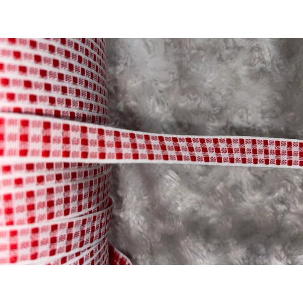 Unbranded 10 yards cherry red white Gingham poly sewing trim