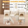 POMFAEE Wooden Dwarf Hamster House, Hamster Tiny House Hideout, Hamster