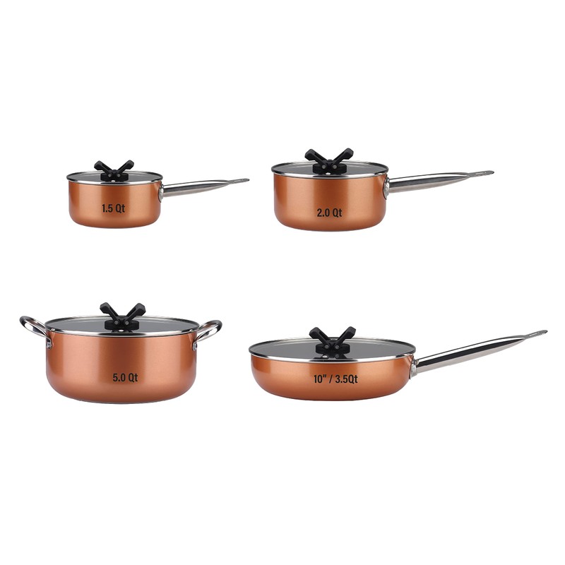 Gourmet Edge Stackable Stainless Steel Nonstick Cookware Set, Pots W/