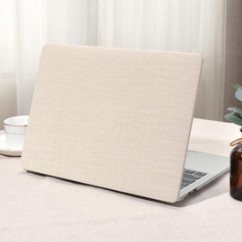 Ksriylm Compatible with MacBook Air 13 Inch Case2022 2021 2020 2019 2018 Release A1932 A2179 M1 A2337 Touch ID, Elegant Woven Fabric Leather Plastic Laptop Hard Shell Case,Beige
