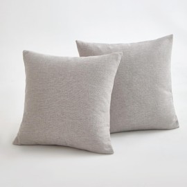 Sunday Praise Linen Decorative Throw Pillow Covers Solid Square Pillow Cases 18x18 Inches Farmhouse Accent Cushion Covers for Sofa Couch Bed&Car,Pack of 2 (Grey)