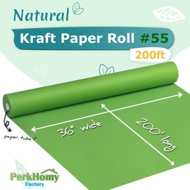PH PERKHOMY PerkHomy 36" x 2,400" (200') Medium Green Kraft Paper Roll for Craft Bulletin Board Paper Kids Art Table Covering Crafting Gift Wrapping Bouquet Packing Parcel 80GSM 55LB (Medium Green, 36" x 200')