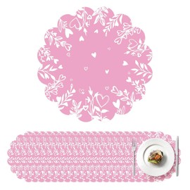 100 piezas de manteles de papel para San Valentín de 13.5 pulgadas con borde festoneado, manteles de San Valentín desechables con corazón floral rosa para mesas de comedor, fiestas, bodas