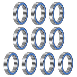 sourcing map 10 x 15 x 21 x 4mm Z2 Double Rubberized Chrome Steel Bearings Blue 6702-2RS