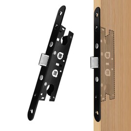 gifsin 2 Point Bolt Mortise Lock Set Storm Door Fits Pella Handleset, Storm Door Lock Replacement Parts, Black Face Plate