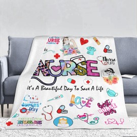 Nurse Gifts for Women Men Cozy Soft Funny Nurse Blanket for Nurses Practitioner Nursing Blanket for Nurses Week/Day Gifts School Graduate Birthday Appreciation Gifts White