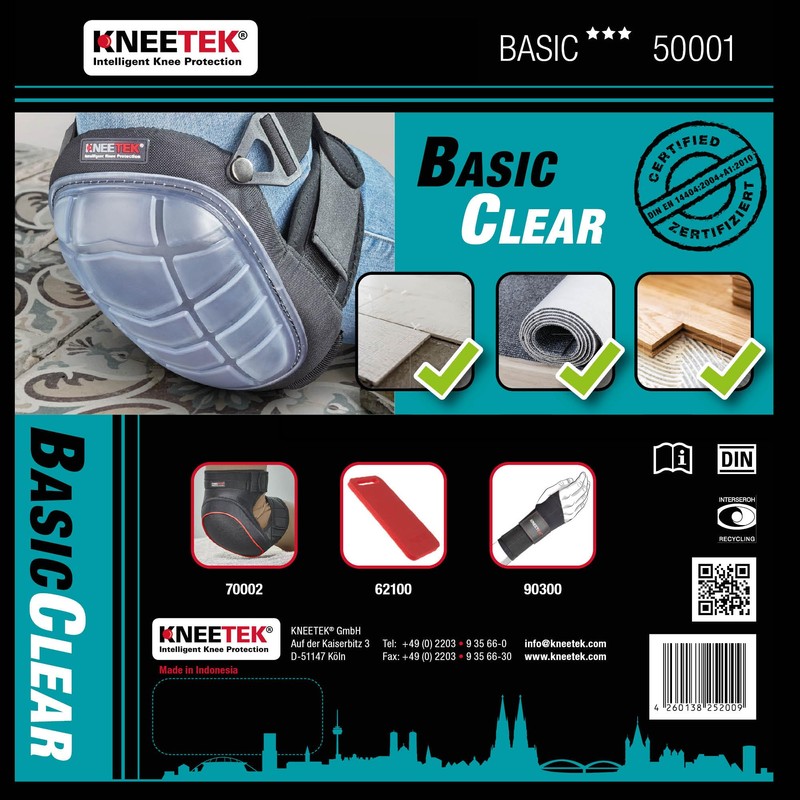 Kneetek Basic Clear Knee Pads for Sensitive Surfaces, Knee Pads