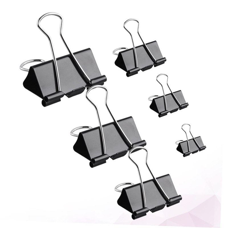 jojofuny 130Pcs Black Binder Clips Assorted for Home Office School