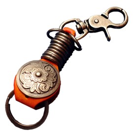 BUZZxSELECTION AC101 Men's Keychain, Stylish, Key Ring, Cowhide Leather, Retro Charm, Miscellaneous Goods (03 Camel)