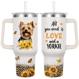 Caiibaoob Yorkie Tumbler for Womens,Vacuum Insulated Travel Cup 40oz