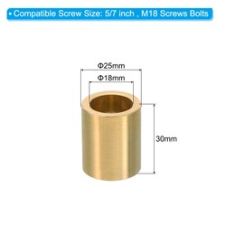 PATIKIL M18 Brass Spacers, 2 Pcs Metal Spacer Brass 18mm ID x 25mm OD x 30mm L Brass Spacers Screw Standoff for 5/7 Inch or M18 Screw