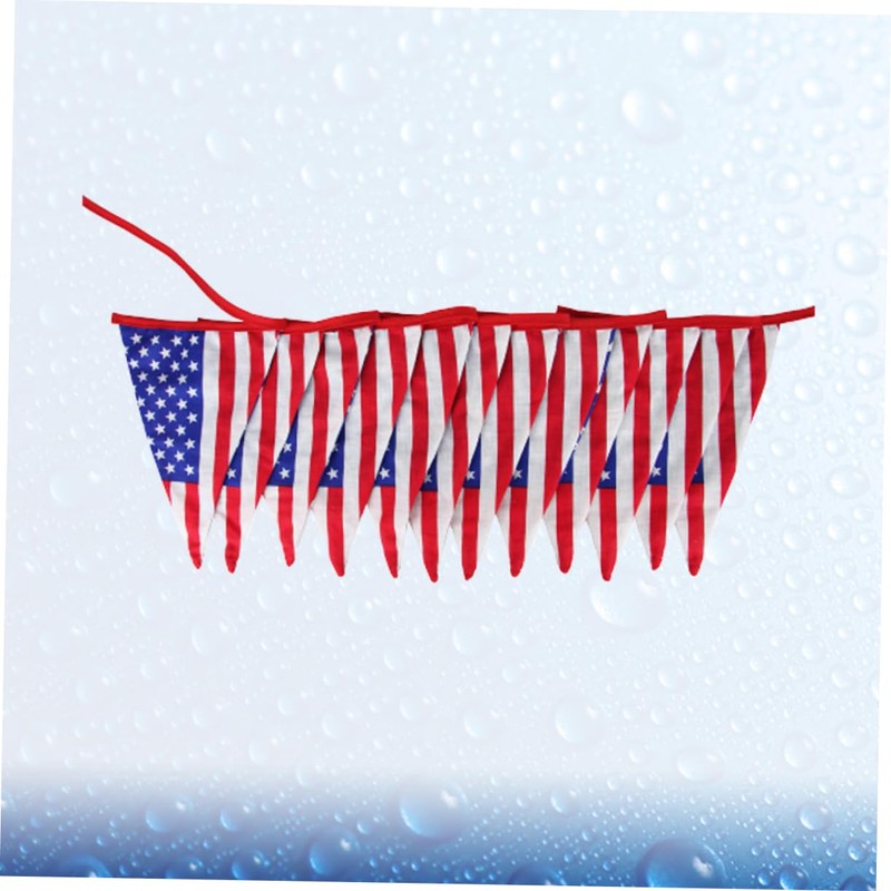 KOMBIUDA 12-pennant American Flag Banner Party Theme Decorative Triangle Bunting