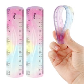Mabor 2 Pcs Flexible Ruler, Small Ruler 6 inch/15cm-Draw Lines along Irregular Surface,Cute Ruler for Journaling Bendable Ruler Colorful Pocket Ruler Clear Ruler Drafting Tools & Drafting Kits