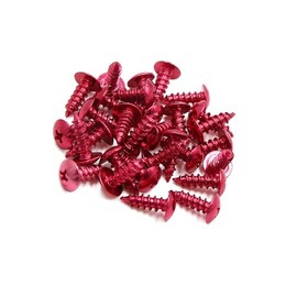 ACROPIX 5mm Red Metal Motorcycle Car Cross Head Self Tapping Bolts Bumper Screws Caps Universal Replacement 111 - Pack of 30