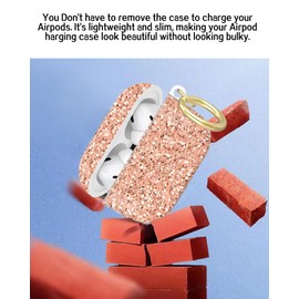 Compatible with AirPod Pro 2nd/1st Generation Case Cover with Key Chain,Full Protective Shockproof Wireless Headphone Case for Airpod Pro 2023/2022/2019(Rose Gold Glitter)