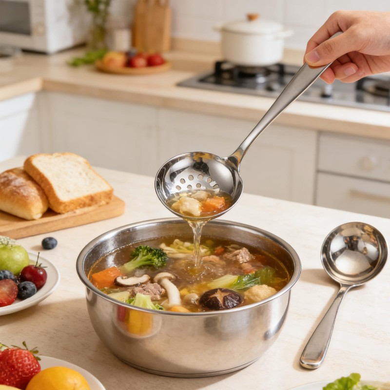 4Pcs Ladle Stainless Steel Spoon Kitchen Slotted Spoons and Soup