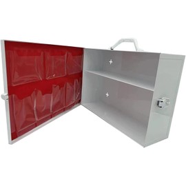 2 Shelf First Aid Cabinet - Heavy Duty Metal, Wall mountable