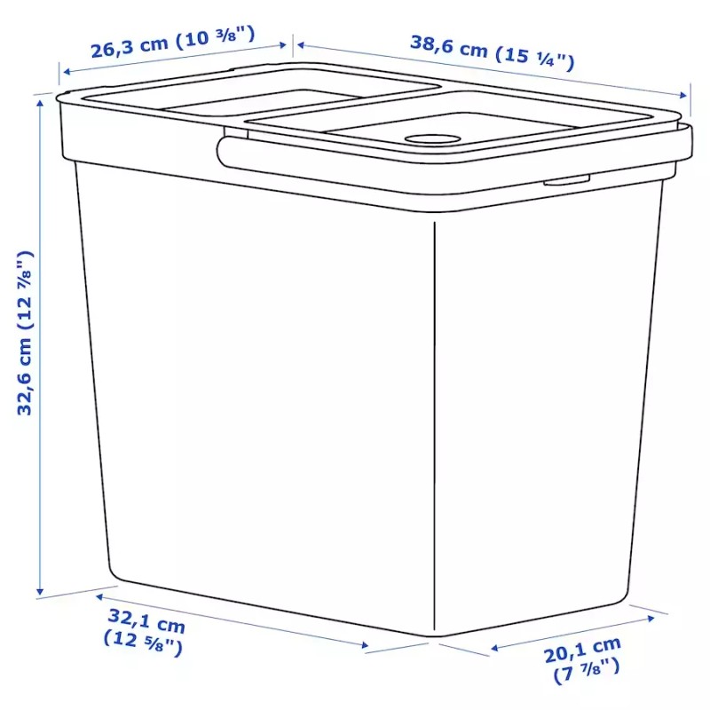IKEA New HÅLLBAR Bin With Lid Light Gray 22L/ 6