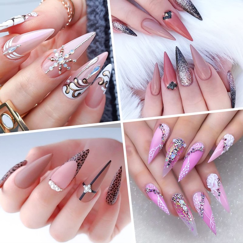 Ranrose 120PCS Short Nail Tips,Short Soft Gel Stiletto Nail Tips