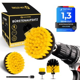 VJM-STORE® Brush Attachment Cordless Screwdriver [Set of 5] Medium Hardness - Brush Cordless Screwdriver - Cleans Bathroom, Kitchen, Car, Washbasin, Rims, Windows, etc. - 15 cm Extension - Suitable