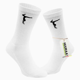 Huuraa Unisex Tennis Socks Gymnastics Gift Size 42/46 White Gymnastics Present