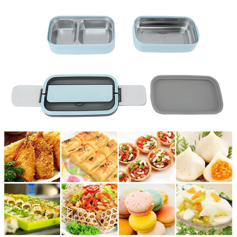 Lunch Box Double Layer Microwave Safe Leakage Proof Stainless Steel