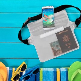 Waterbomb Transparent Waterproof PVC Crossbody Waist Bag for Water Activities White 2ea