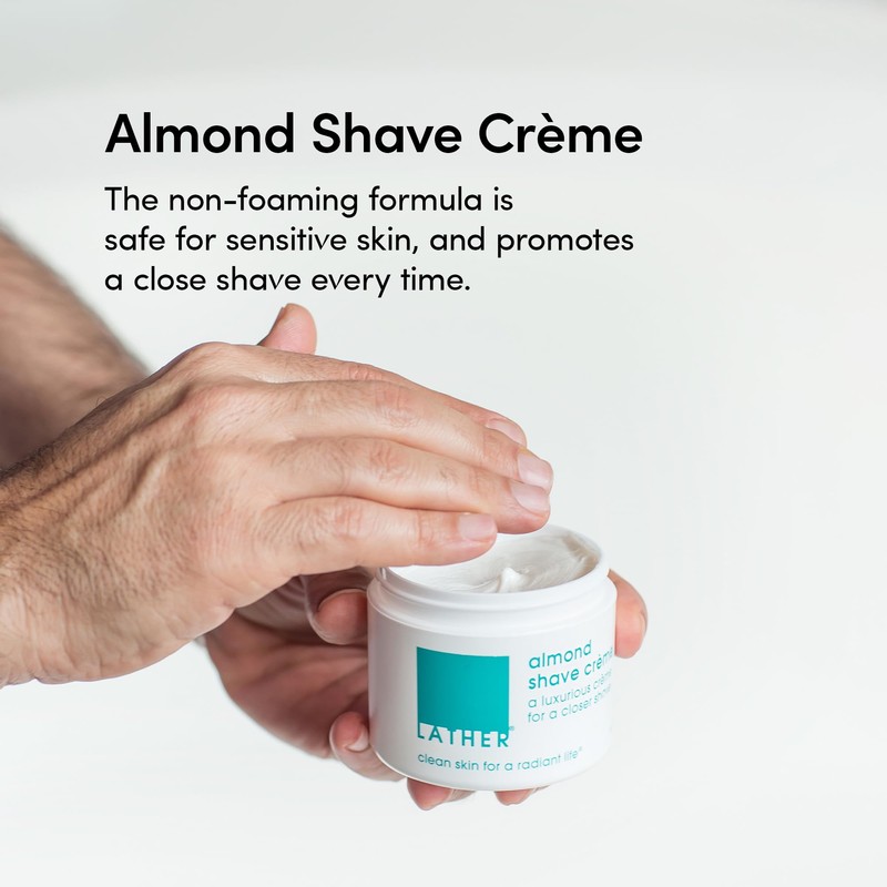 LATHER - Almond Shave Crème, 4 oz - Non-Foaming Luxurious