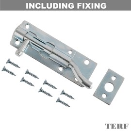 TERF® Heavy Duty Necked Tower Door Bolt Barrel Slide Lock Necked Door Bolt Galvanised 100mm [4''] Door Latch Catch Bolt with Screws Ideal Door Locks for Internal and External Doors - Pack of 2
