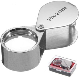 Jewelers Loop Magnifier Glass,30x 21mm Jewelers Eye Magnifying Glass for Gems, Jewellery, Coins, Map, Stamps, Currency Detect and Elders Gift