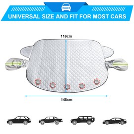 JNNJ Windscreen Cover, Sun Protection Car Windscreen, Ultra Thick Windscreen Cover, Car Cover, Winter Windscreen Cover, Car Against Snow, Ice, Frost, Dust, UV (148 x 116 cm)