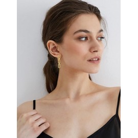 Gold Chain Earrings for Women Paperclip Chain Earrings Gold Link Chain Earrings Rectangle Hoop Earrings Jewelry Gift for Girls