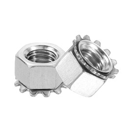 QUARKZMAN Pack of 25 3/8-16 K Locking Nut with Outer Toothed Washer 304 Stainless Steel Star Locking Nuts Washers Silver