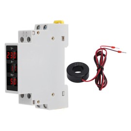 Digital Display Energy Meter Din Rail Mounted Volts Amps Hertz Multifunction Tester AC80‑500V 1‑100A 0‑99Hz