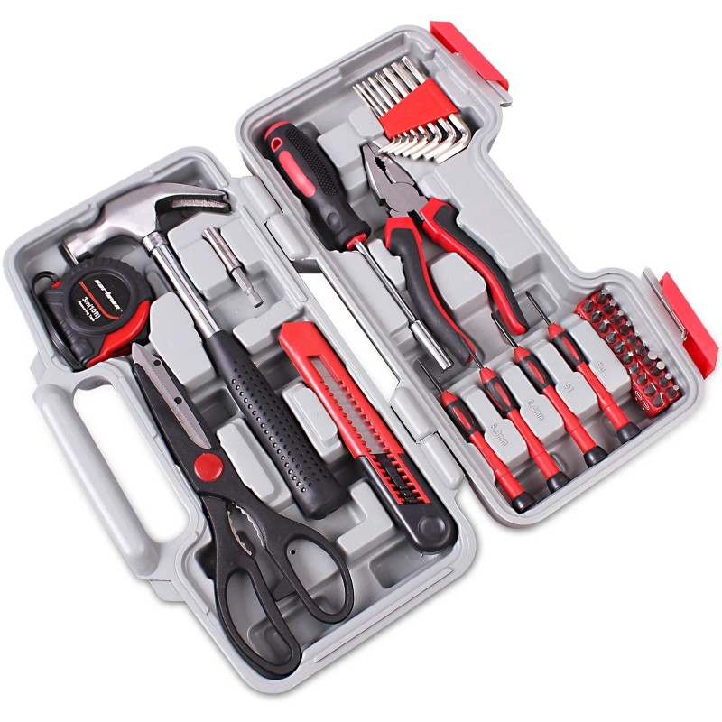 CARTMAN 39piece Tool Set General Household Kit with Plastic Toolbox