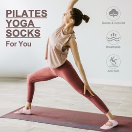 Habselikob Pilates Socks Yoga Socks with Grips Non-Slip Socks Grip Barre Sport Slippers Women Pilates Outfits, pink