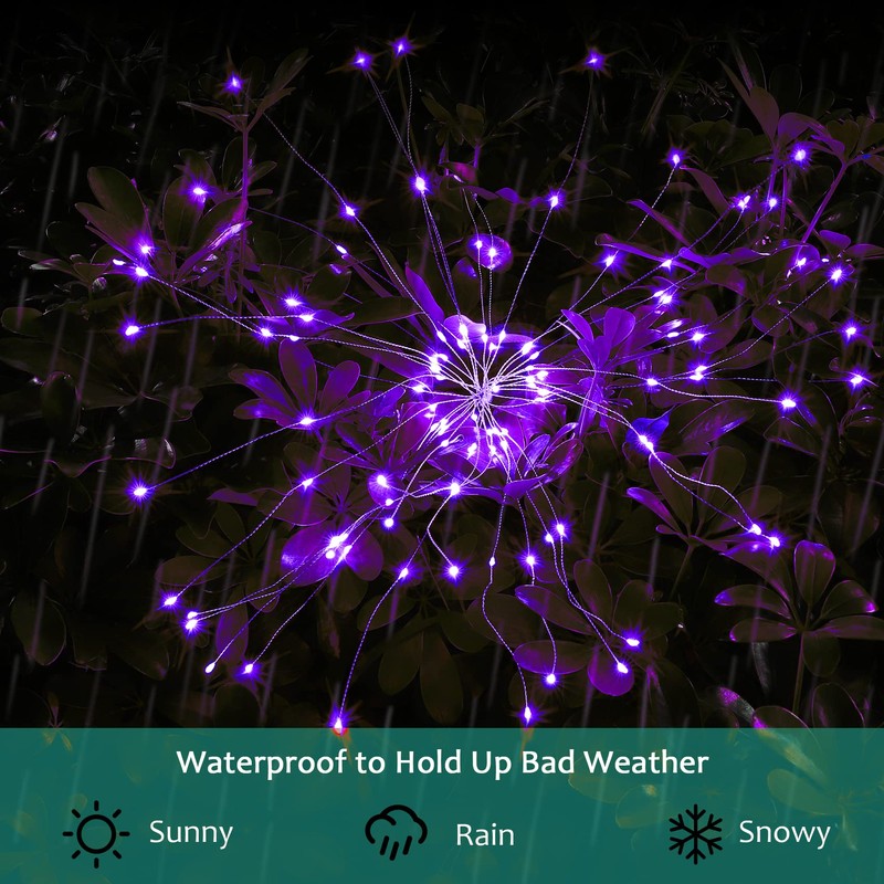 JJGoo Solar Firework Lights, 2 Pack 120 LEDs 2 Lighting