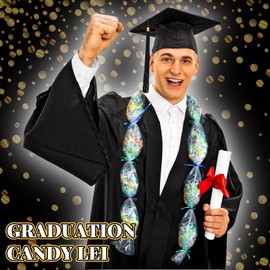 Teling Graduation Candy Lei Tubing Making Kit Include Graduation Lei Bags 59 x 4.8" Poly Tubing Gift Ribbon Present for Graduation Party Favor Wrapping DIY Hawaii Tropical Summer(6 Pcs)
