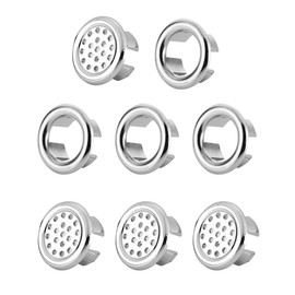 NOIAFZY 8 Pieces Pack Plastic Chrome Plated Circular Drainage Cover for Bathroom Kitchen Basin Sink - Overflow Cover Ring Plug Replacement, Basin Accessories