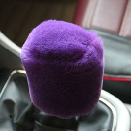 Universal Car Shift Knob Cover, Baceyong 2 Piece Plush Auto Car Handbrake Cover Sleeve Gear Stick Shift Knob Cover Set, Anti-Slip Warming Soft and Fluffy Shifter Handbrake Adapter (Purple)